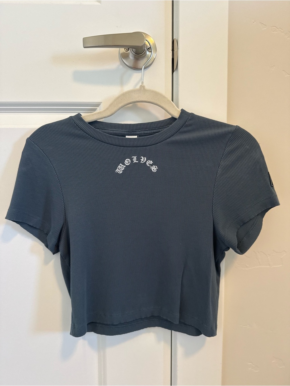 DarcSport Wolves Blue Ribbed Crop Tee